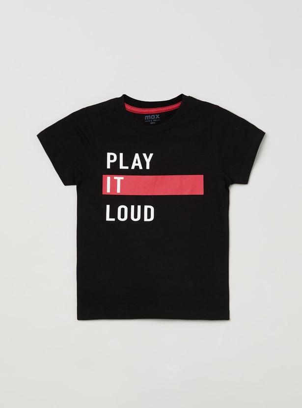 Boys Printed Regular Fit Crew Neck T-shirt