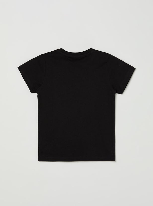 Boys Printed Regular Fit Crew Neck T-shirt