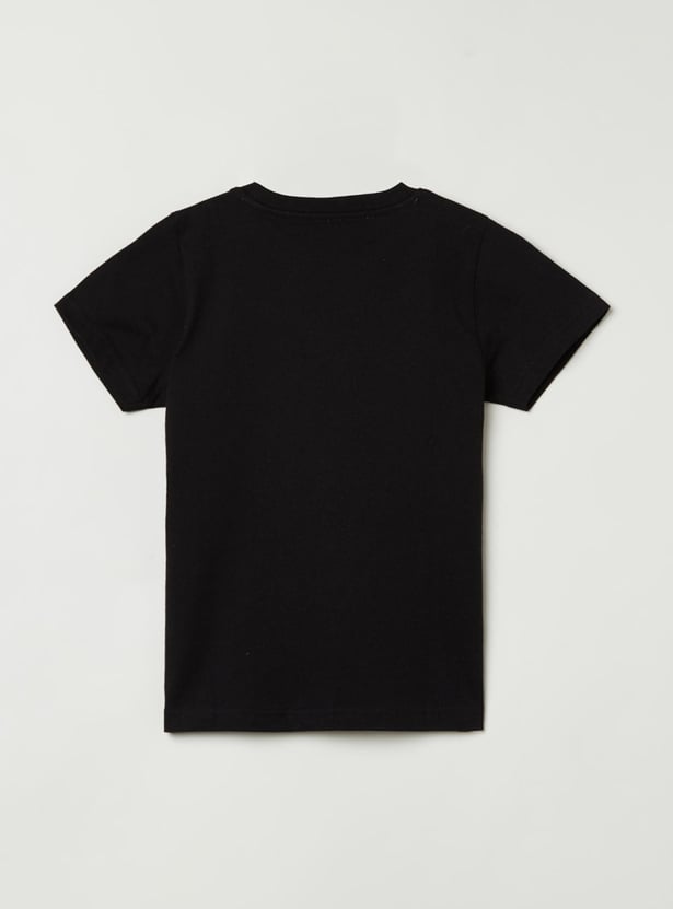 Boys Typography Printed Crew Neck T-shirt
