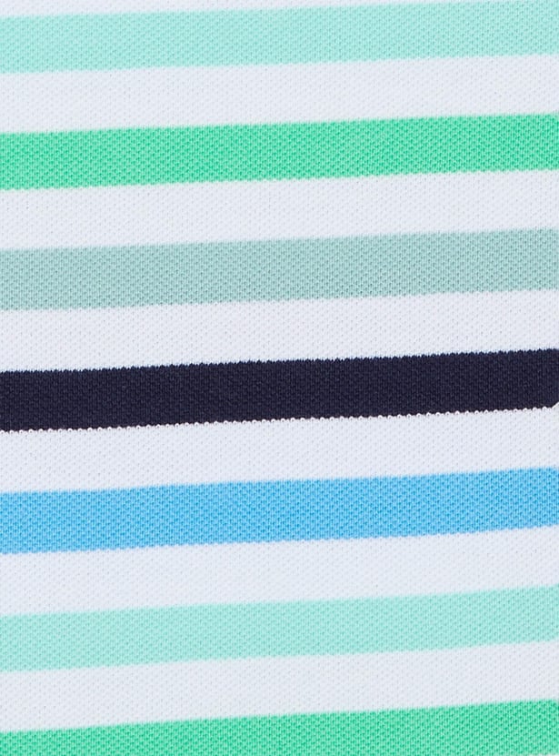 Boys Striped Full Sleeves Polo T-shirt
