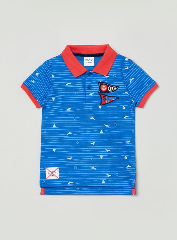 Boys Colourblcoked Short Sleeves Polo T-shirt