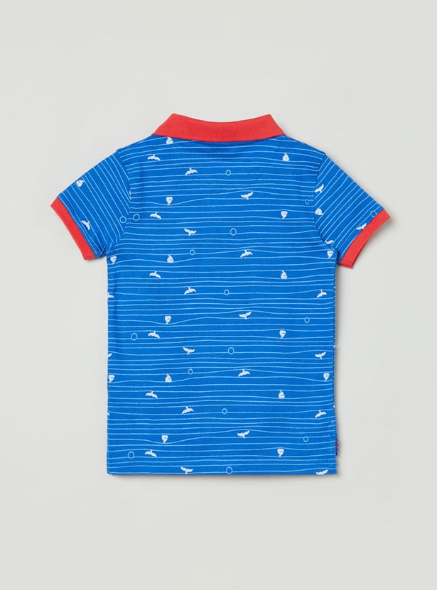 Boys Colourblcoked Short Sleeves Polo T-shirt