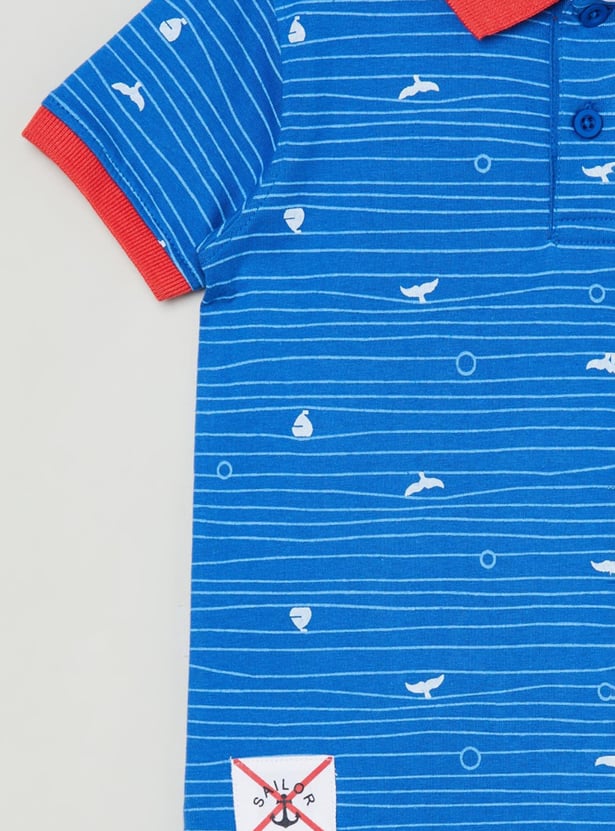 Boys Colourblcoked Short Sleeves Polo T-shirt