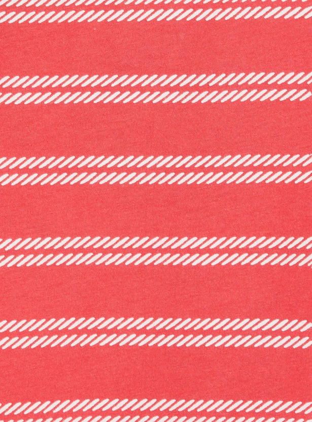 Boys Striped Henley Collar T-shirt