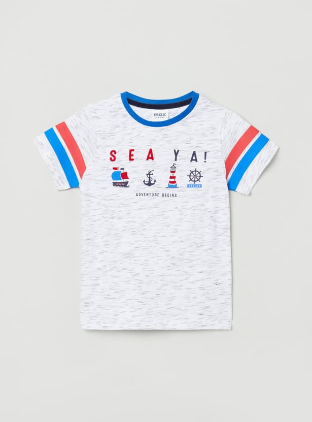 Boys Flock Print Crew Neck T-shirt