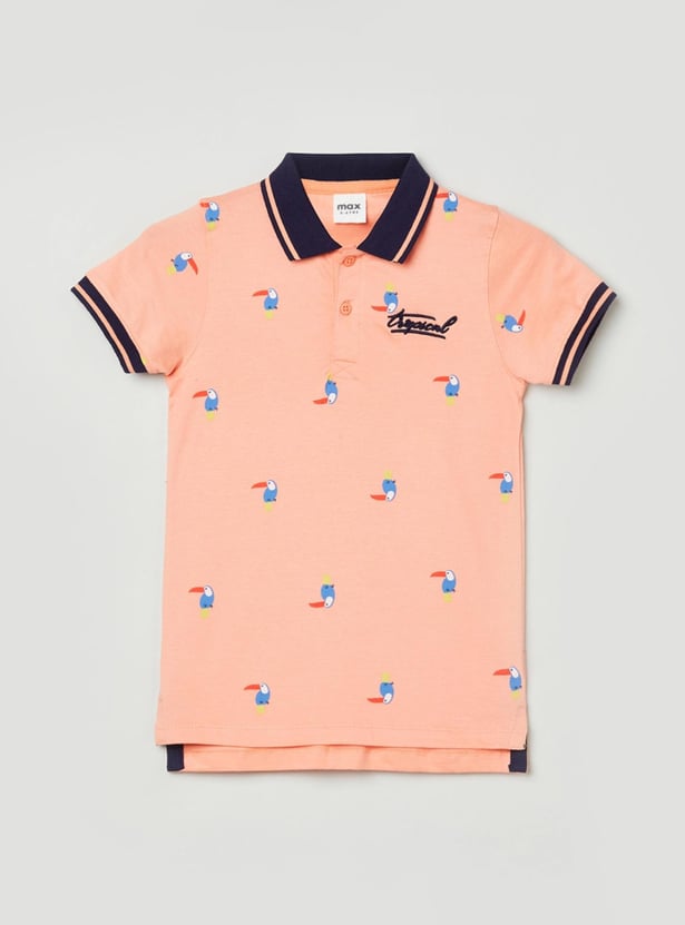 Boys Printed Polo Neck T-shirt