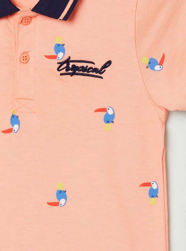 Boys Printed Polo Neck T-shirt