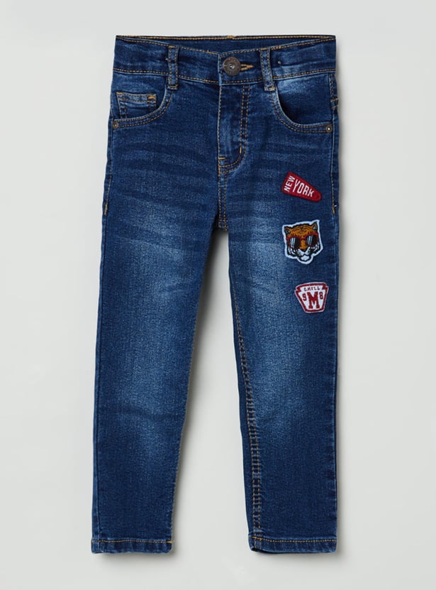 Boys Applique Detail Slim Fit Jeans 