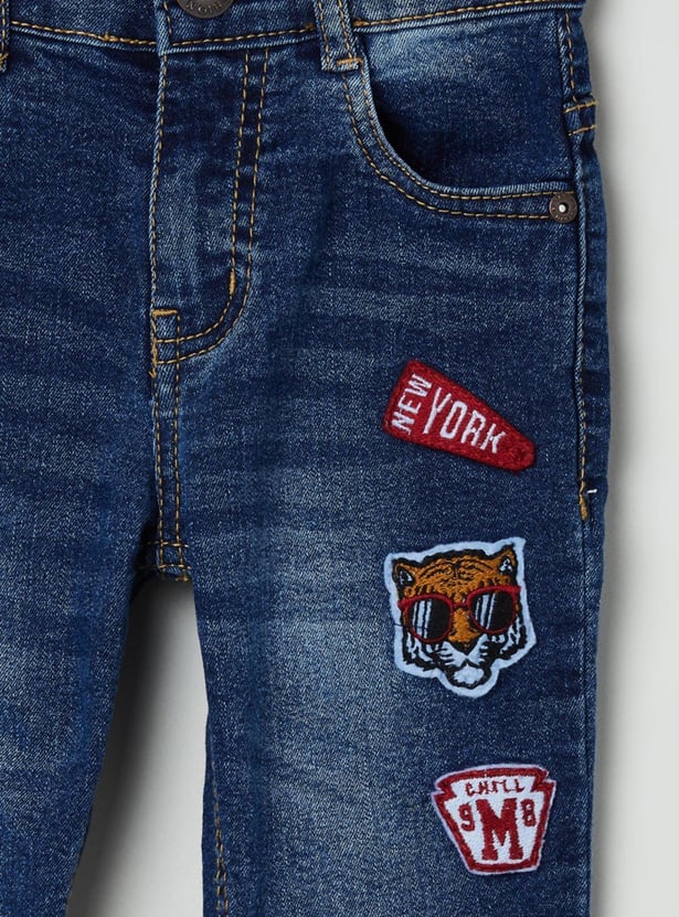 Boys Applique Detail Slim Fit Jeans 