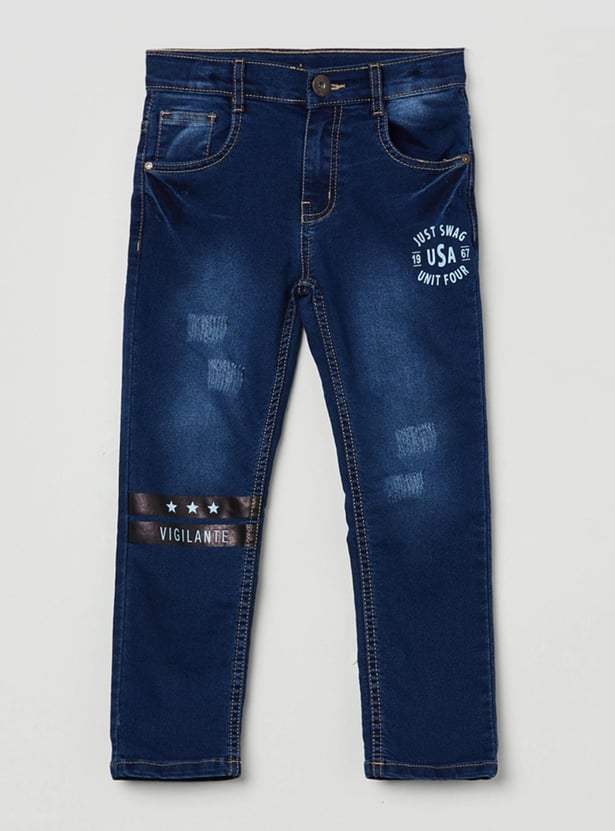 Boys Printed Slim Fit Jeans