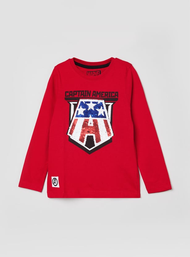 Boys Sequinned Crew Neck T-shirt