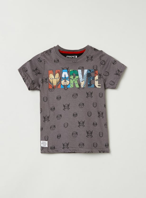 Boys Marvel Printed Crew Neck T-shirt