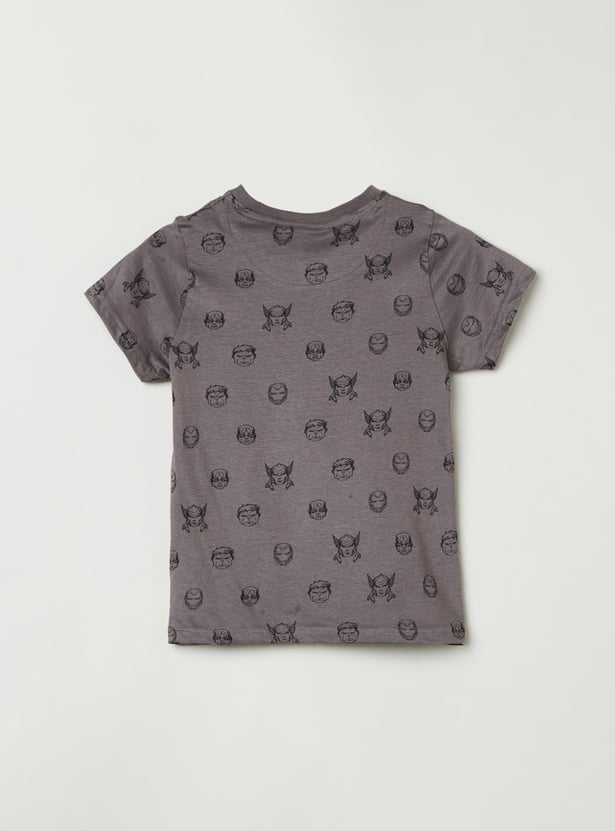 Boys Marvel Printed Crew Neck T-shirt