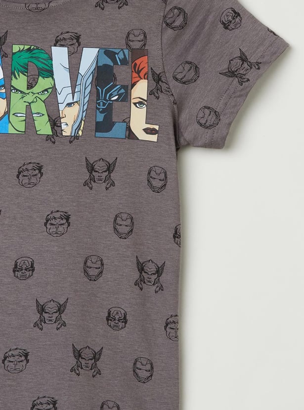 Boys Marvel Printed Crew Neck T-shirt