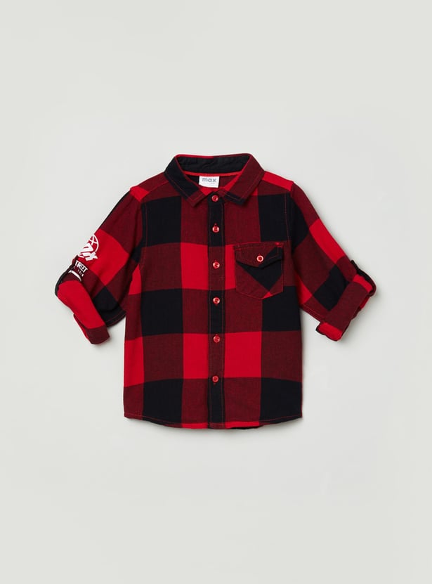 Boys Checked Full Sleeves Casual Shirt
