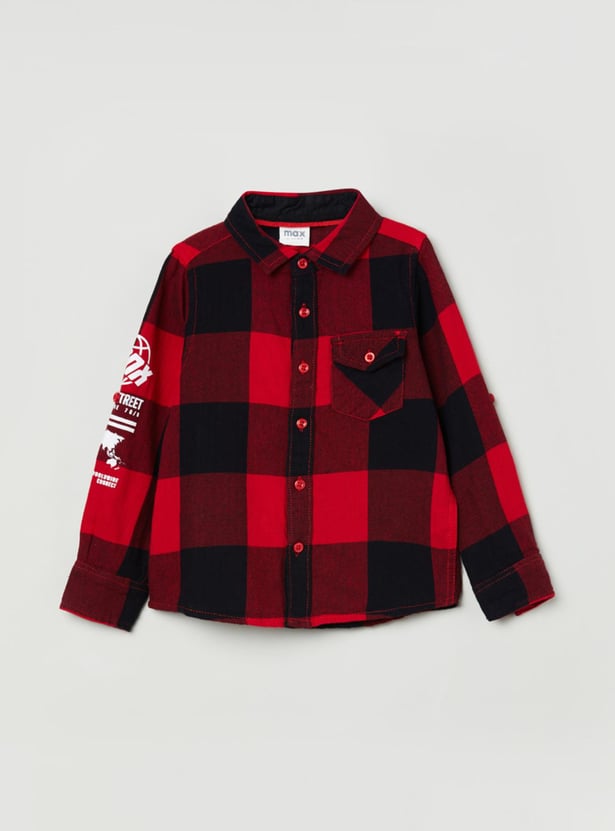 Boys Checked Full Sleeves Casual Shirt