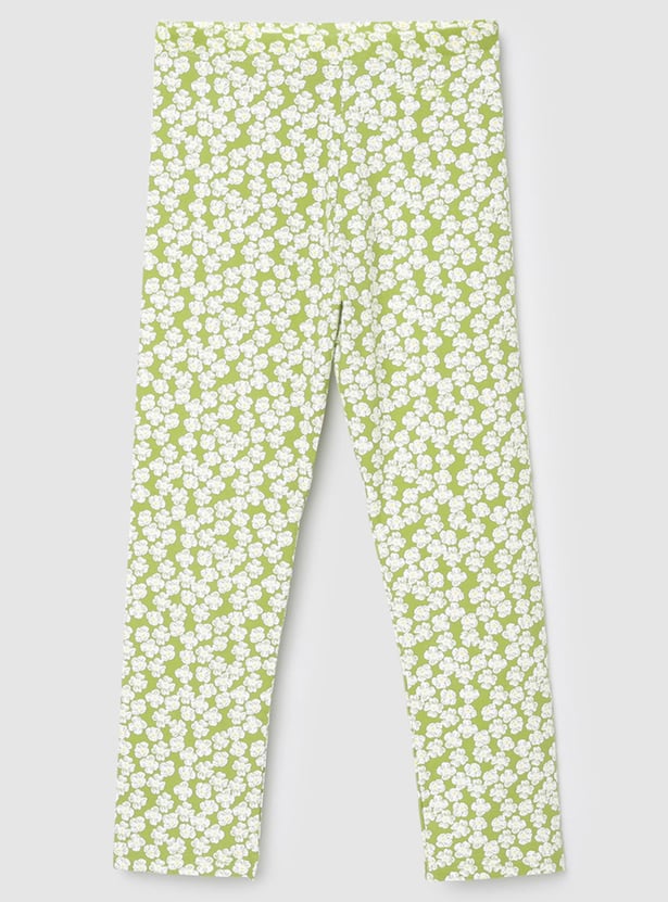 Girls Printed Elasticated 3/4th Leggings