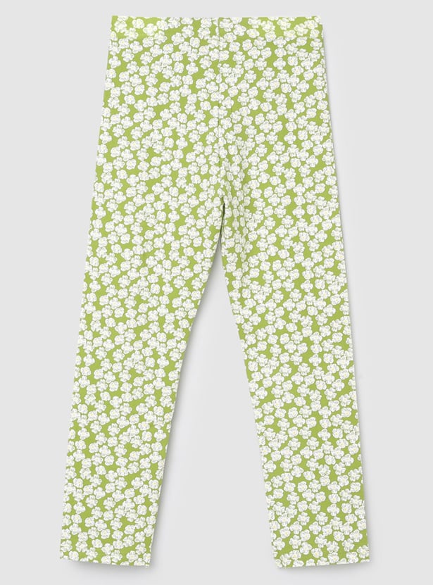 Girls Printed Elasticated 3/4th Leggings
