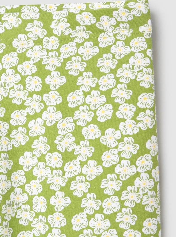 Girls Printed Elasticated 3/4th Leggings