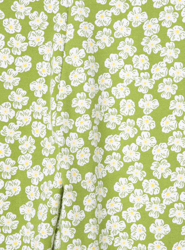 Girls Printed Elasticated 3/4th Leggings