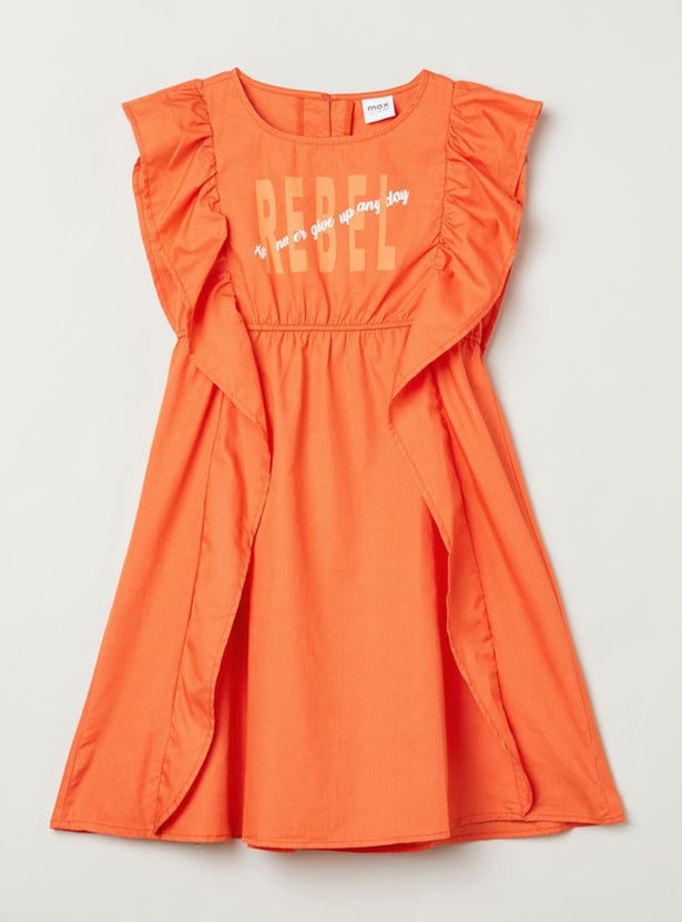 MAX Girls Printed Round Neck A-Line Dress