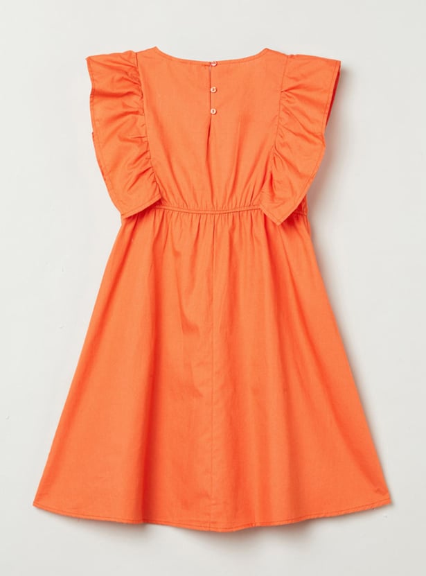 MAX Girls Printed Round Neck A-Line Dress