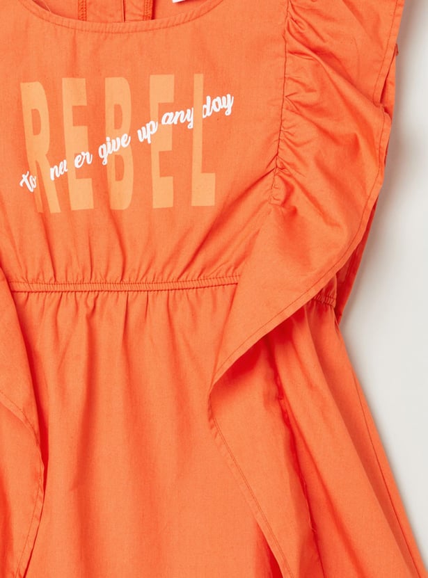 MAX Girls Printed Round Neck A-Line Dress