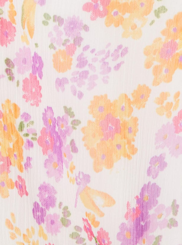 Girls Printed V-Neck A-line Dress