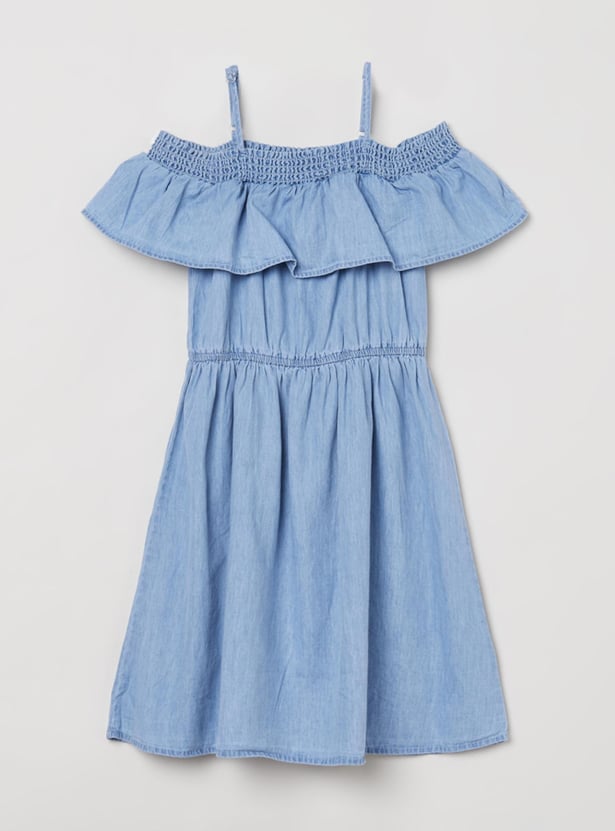 MAX Girls Solid Cold-Shoulder A-Line Dress