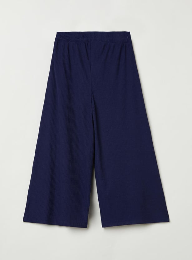 Girls Solid Knit Full-Length Culottes