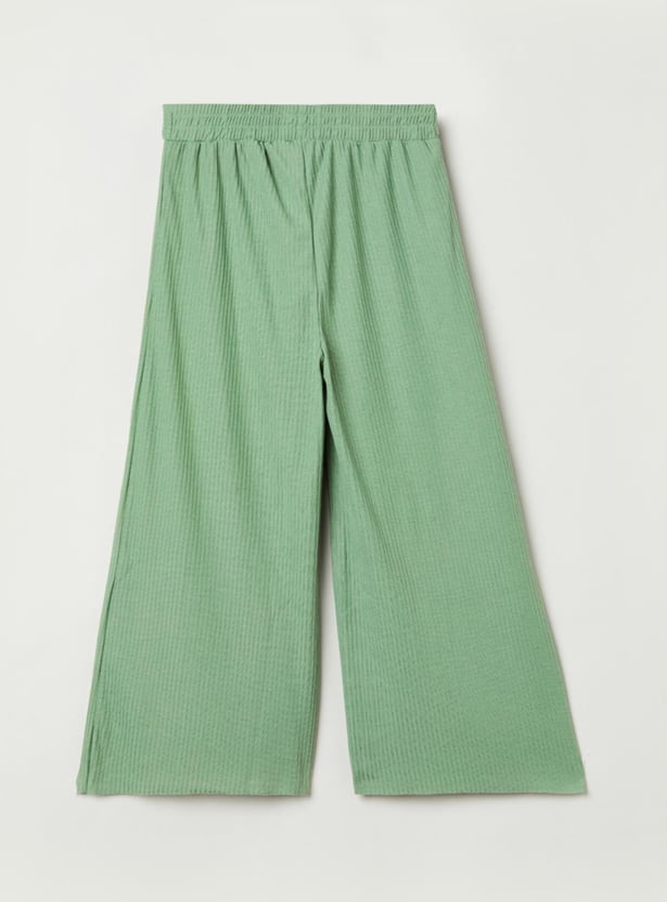 Girls Solid Knit Full-Length Culottes