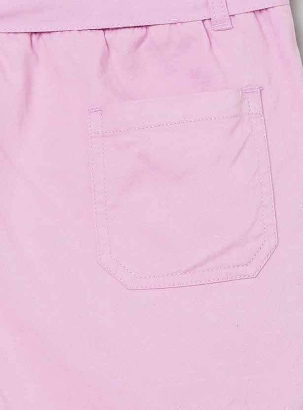 Girls Solid Woven Bermuda Shorts