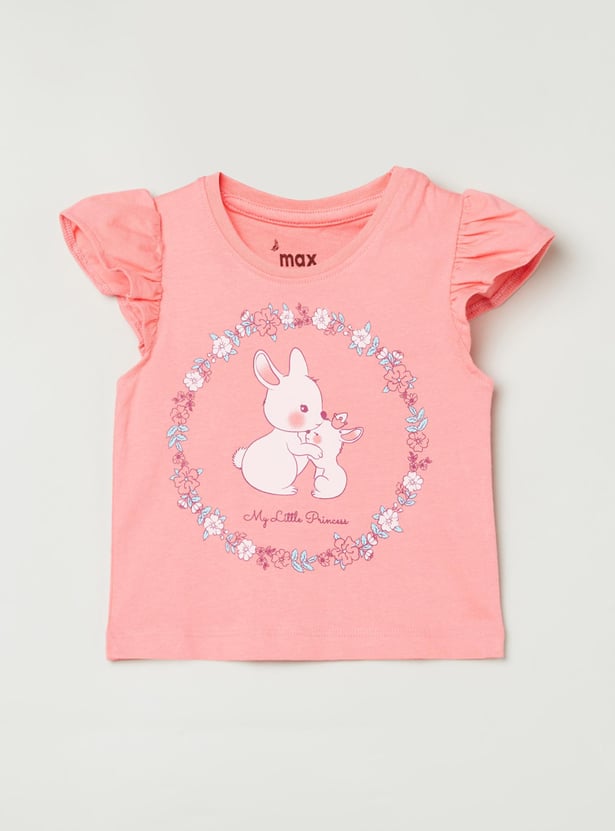 MAX Girls Printed Round Neck T-shirt