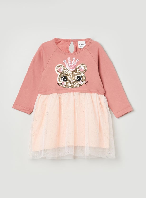 MAX Girls Embellished Full Sleeves Dress