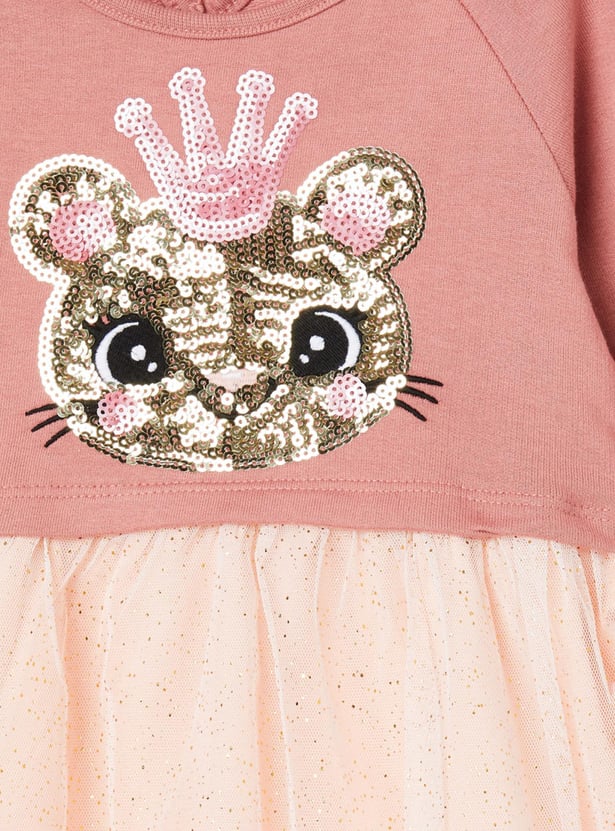 MAX Girls Embellished Full Sleeves Dress