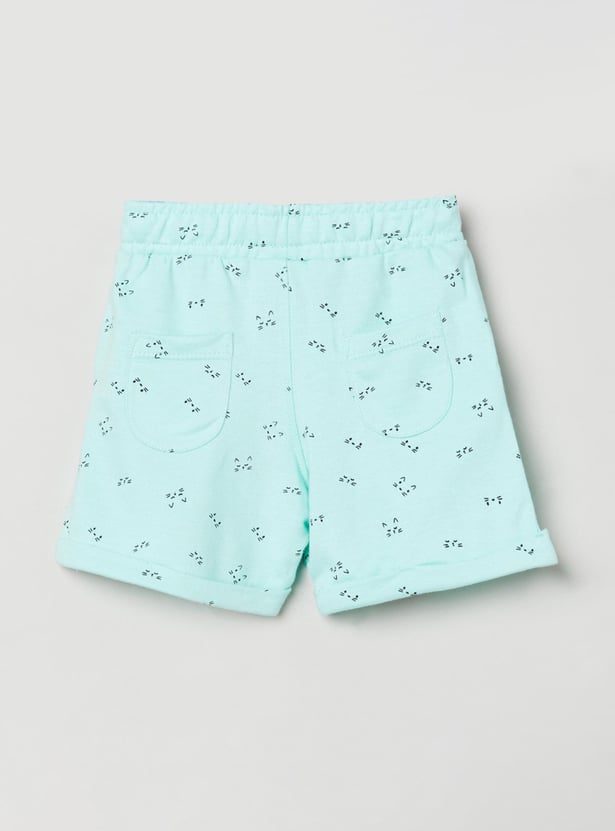 MAX Girls Printed Shorts with Drawstring Closure