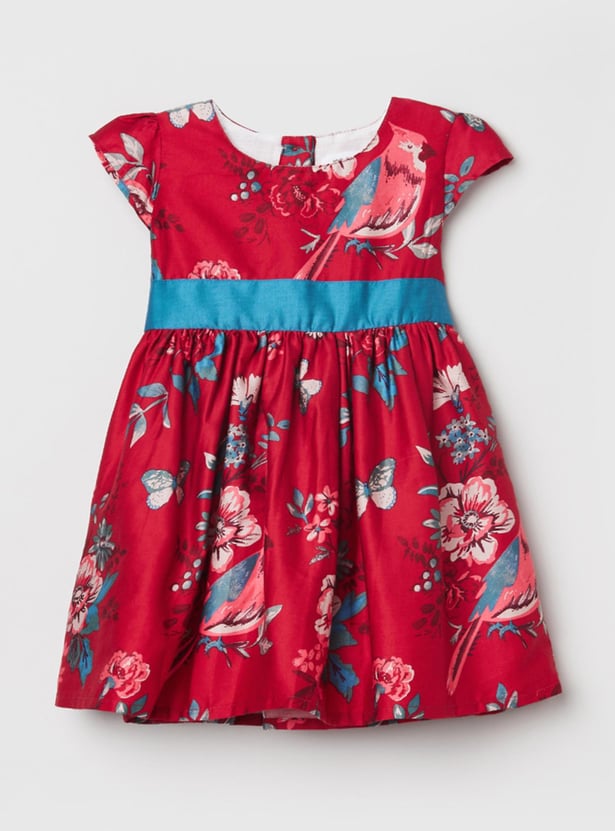 MAX Girls Printed Round Neck A-Line Dress