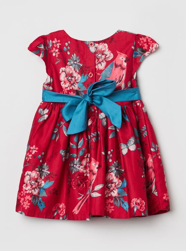 MAX Girls Printed Round Neck A-Line Dress