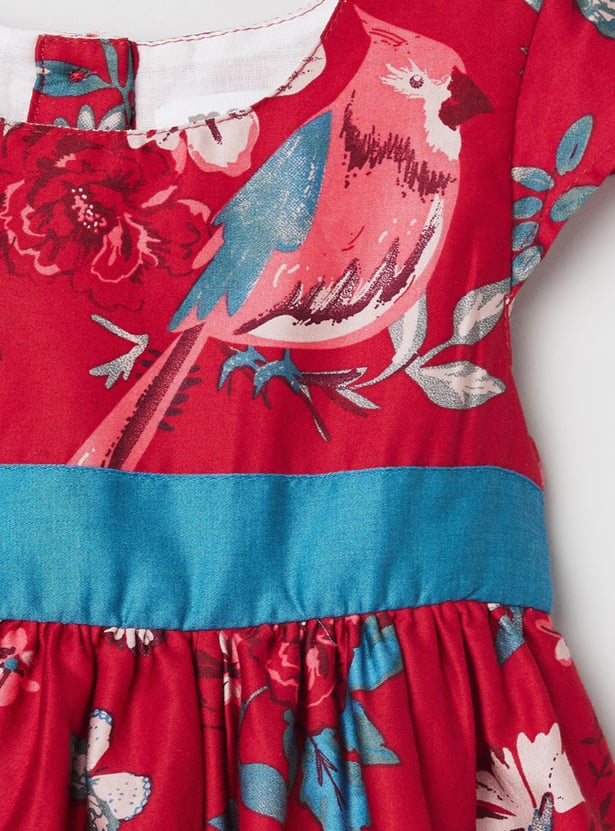 MAX Girls Printed Round Neck A-Line Dress