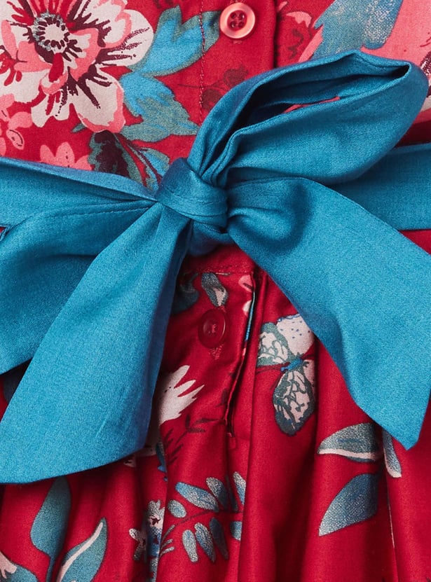 MAX Girls Printed Round Neck A-Line Dress