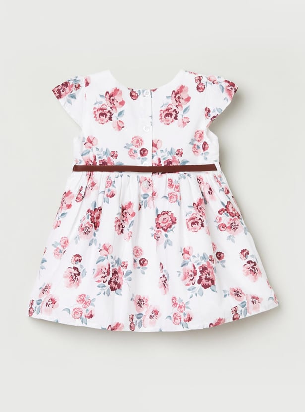 Girls Floral-Print A-Line Dress with Belt