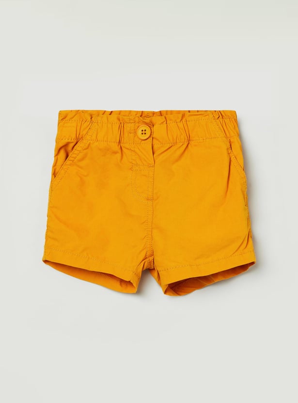 Girls Solid Woven Shorts 