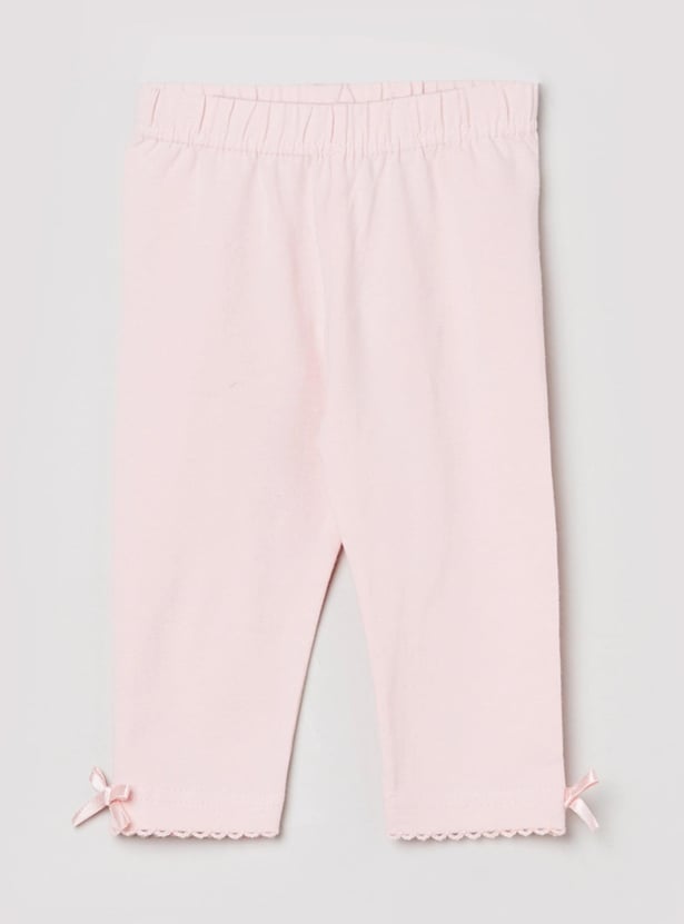 Girls Solid Elasticated 3/4th Leggings