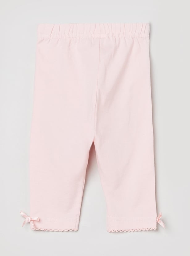 Girls Solid Elasticated 3/4th Leggings