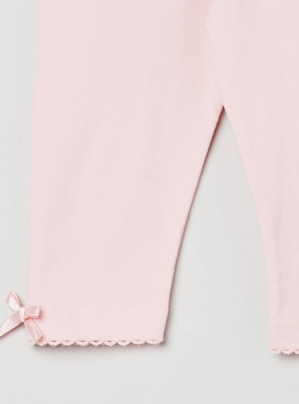 Girls Solid Elasticated 3/4th Leggings