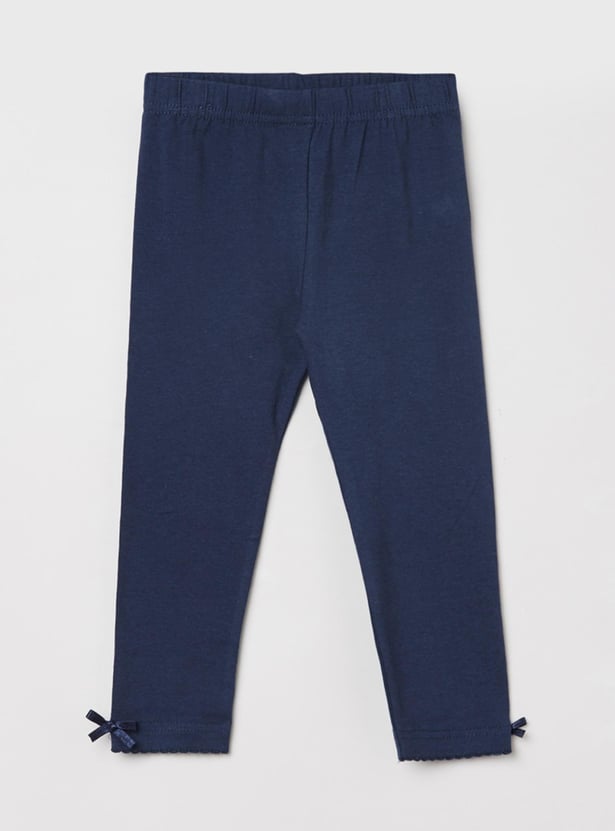 Girls Solid Elasticated 3/4th Leggings