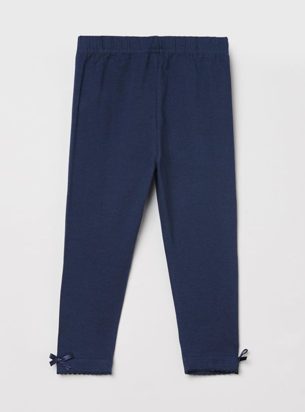 Girls Solid Elasticated 3/4th Leggings