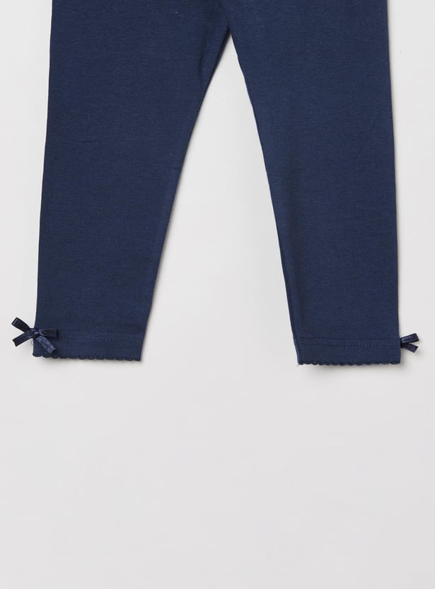 Girls Solid Elasticated 3/4th Leggings