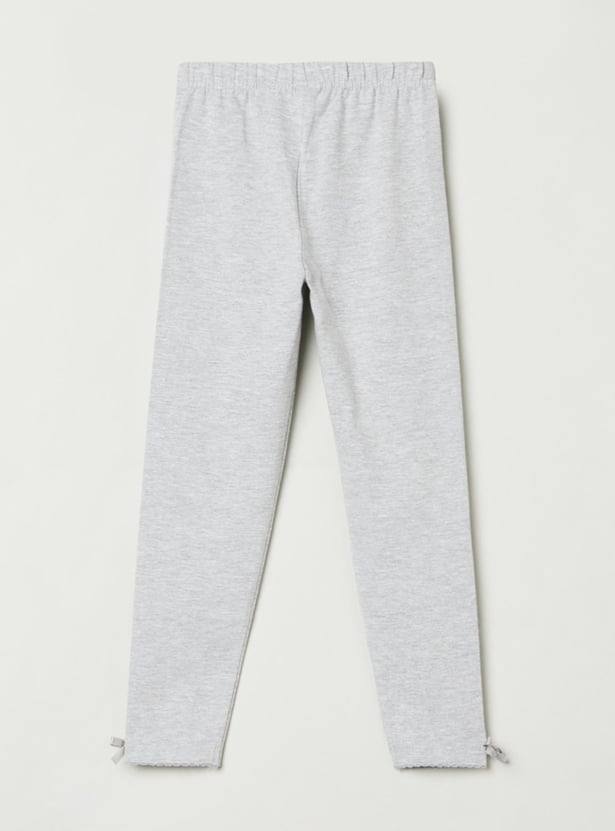 Girls Solid Bow Detailed Leggings