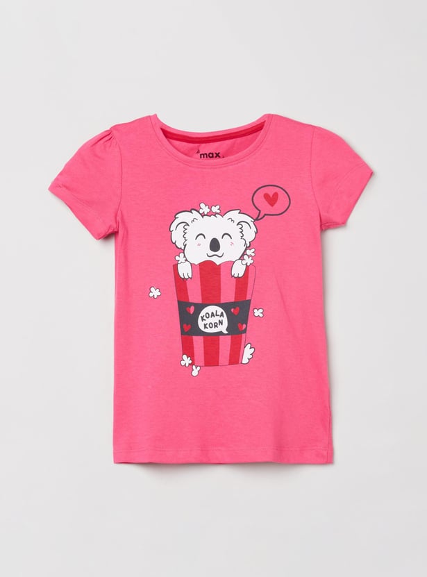 Girls Printed Round Neck T-shirt
